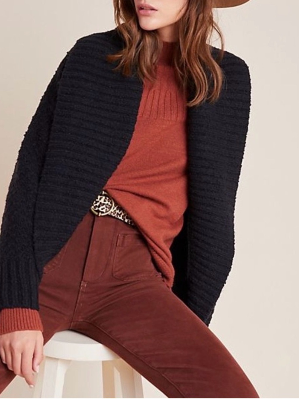 NWT Anthropologie Denise Textured Open-Front Cardigan XLP